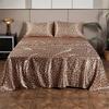 New Satin Fabric Leopard Print Bed Sheet Set Queen High-end Fitted Sheet Flat Sheet Pillowcase Bed Set King Size Bedsheet Sets
