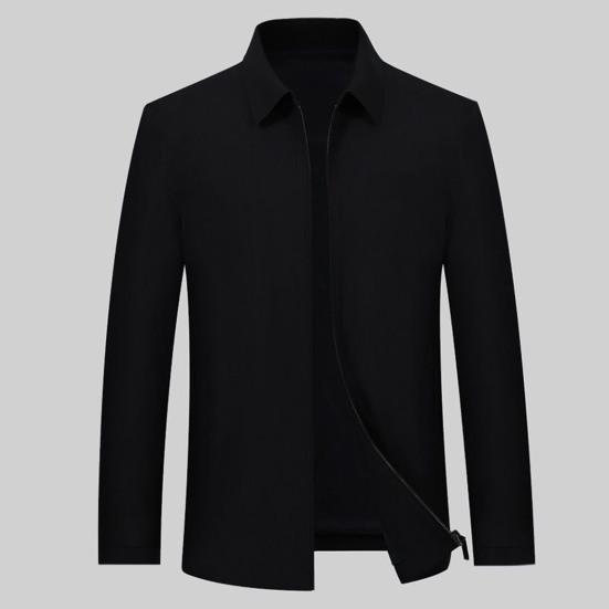 Men Suit Coat Formal Business Style Turn-down Collar Zipper Placket Long Sleeve Anti-wrinkle Men Spring Fall Jacket