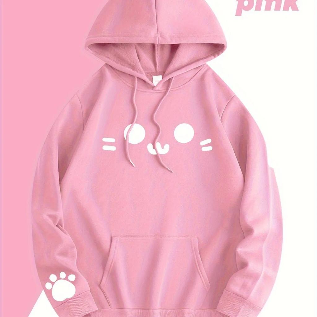 2025 kusů pánských módních mikin s kapucí, s roztomilými potisky spící kočky, z měkkého polyesterového materiálu, přední kapsa s kang