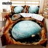 Planet Bed Cover Universe Single Size Bed Linen Kit Solar System Outer Space Quilt Cover Three-Dimensional Starry Sky Astronomy Sturdy Polyester Bed