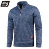 Solid Color Coat Men Autumn Winter Long Sleeve Zipper Stand Collar T-shirts for Men Pullover Top Sports Male
