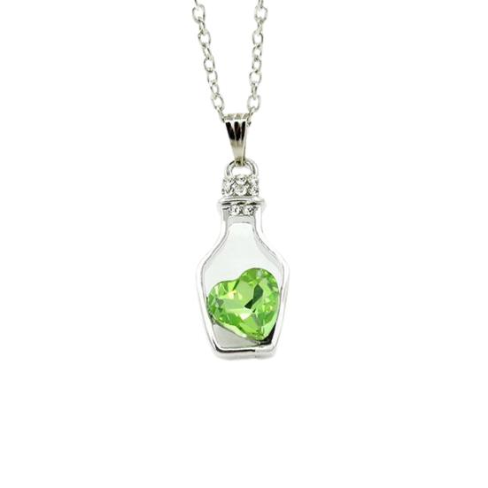 

Ожерелье Устойчивое к царапинам Минималистичное Сплав Сердцевидное Искусственный Кристалл Бутылка Чокер Подвеска Цепочка Женский Подарок зелёный