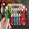 16Pcs Colorful Angel Ornaments - 4.7inch Artificial Wooden Flat 2D Angel Hanging Decorations, with Star and Floral Patterns, Bright Pink,