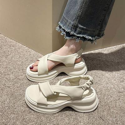 Sandalen Damen Sommer neue Muffin Plateau kleine Strandschuhe High-End Französisch mit Rock Römerschuhe