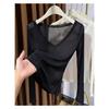 Large V-neck Thin Knitted T-shirt for Women Summer New Style See-through Threaded Style Bottoming Shirt Top