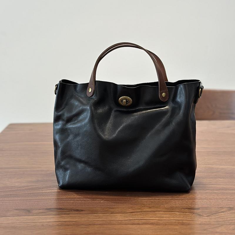 Johnature Women's Genuine Leather Handbag Retro Large Capacity Versatile Shoulder Crossbody Bags