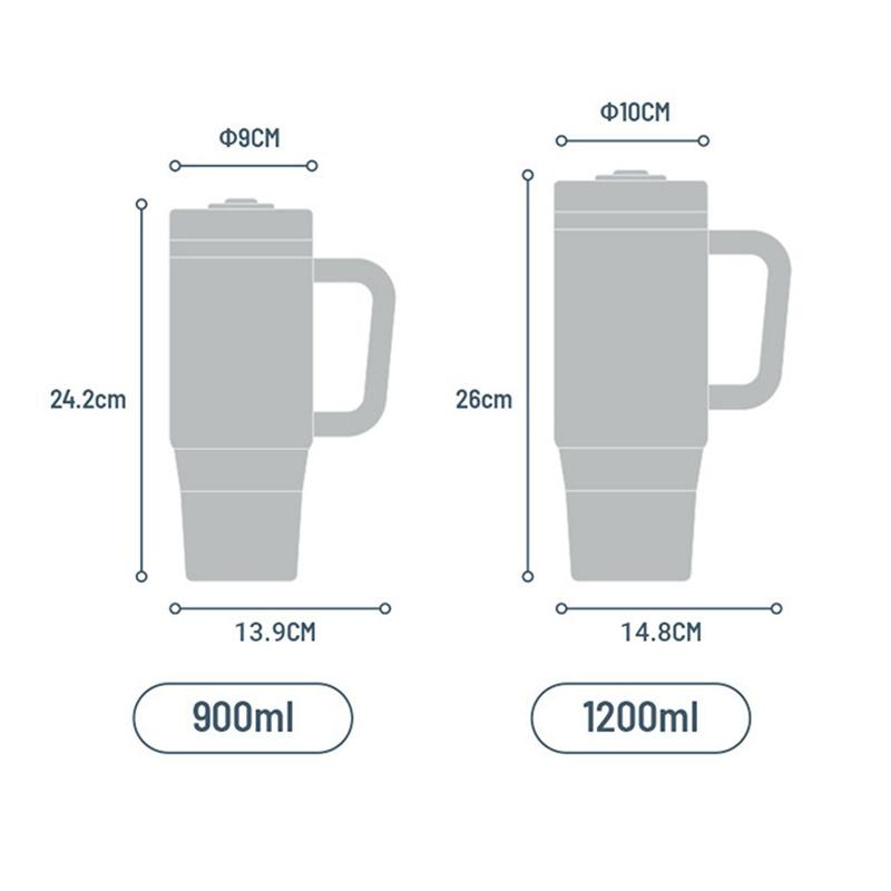 900/1200ml Tyeso Nerezový vakuový hrnek Auto Izolovaný hrnek na kávu s uchem Venkovní Horská turistika Přenosný hrnek na vodu