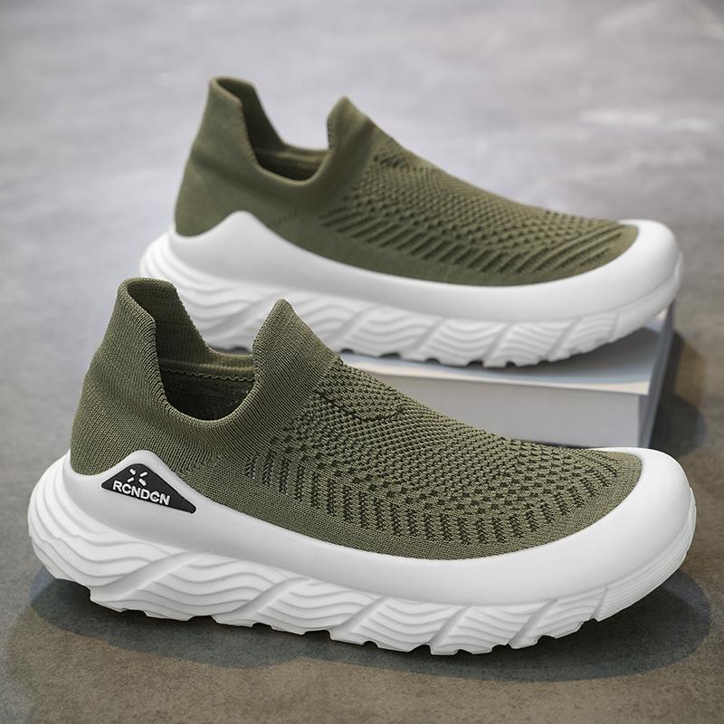 Fashion Knit Men's Casual Shoes Lightweight Platform Sneakers Breathable Socks Non Slip Running Shoes Lazy Shoes Tennis Shoes