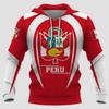 Felpa con cappuccio da uomo con motivo 3D della bandiera peruviana Top sportivo alla moda per lo streetwear Abbigliamento da uomo di alta qualità Pullover