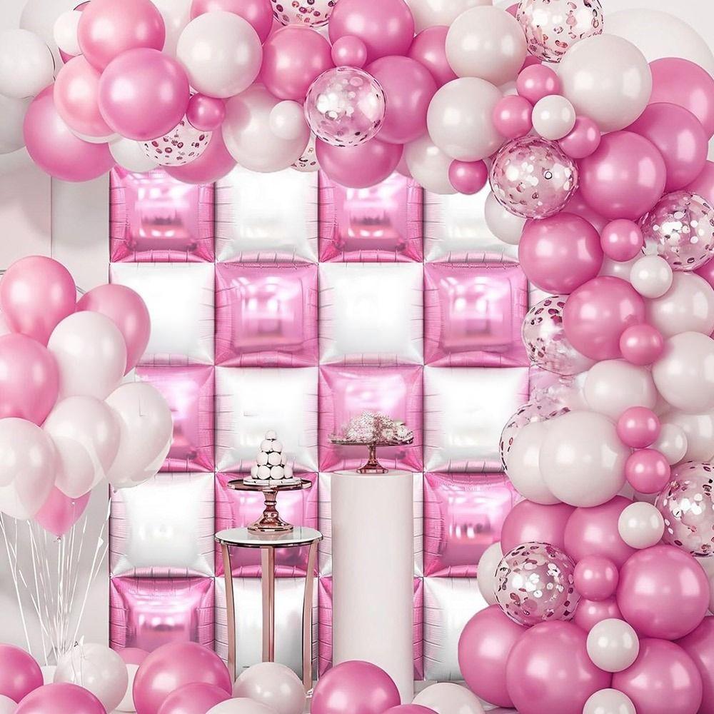 25PCS/Set Double Side Balloons Background Wall Multicolor Garland Kit Balloon Wall Backdrop Square Decoration Supplies