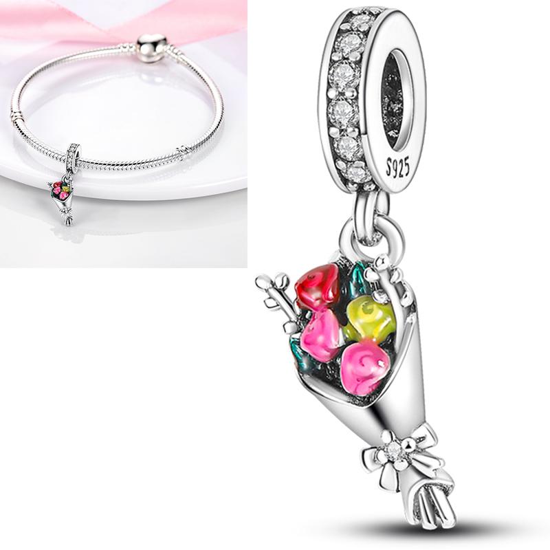 New Copper Charms Beads Sunflower Flower Daisy Original Charm Pendant Fit Charm Bracelets Diy Jewelry Birthday Gift