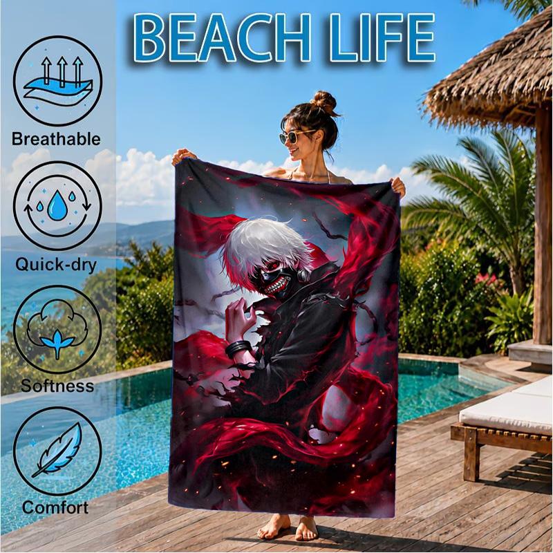 Tokyo Ghoul Masked Mystery Beach Towel, Quick-drying, Easy to Care for, Suitable for Both Fitness and Beach Vacations,Sports Essential
