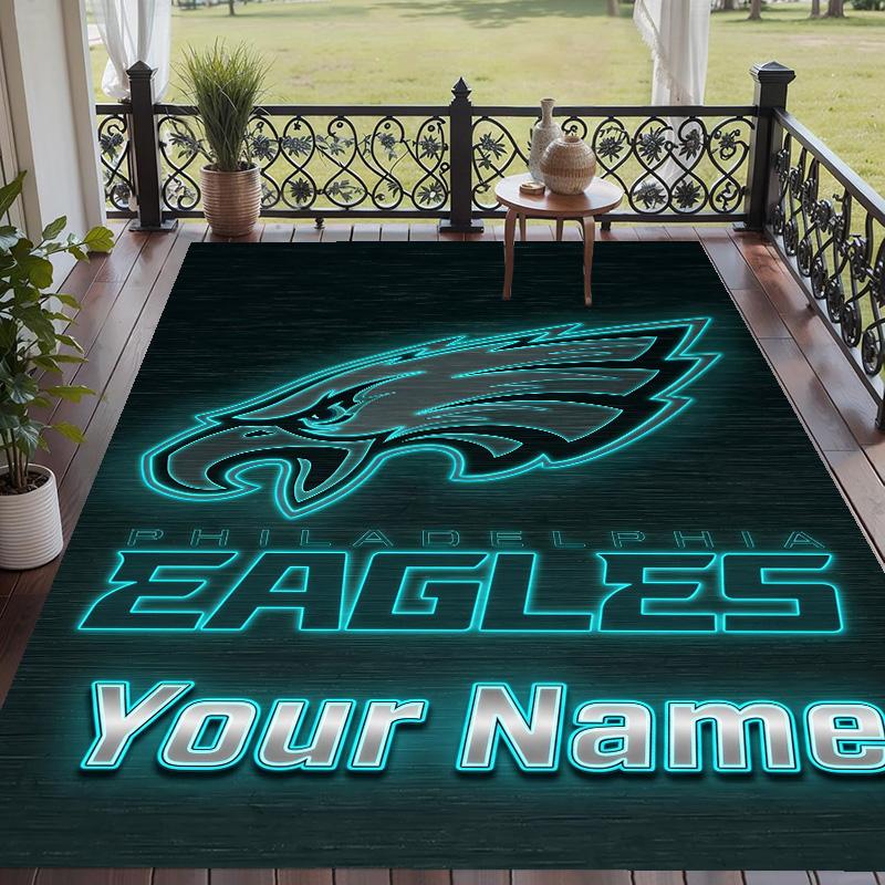 Custom Text Printed Rug Philadelphia Eagles Non Slip Floor Carpet For Home Room Decor