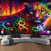 1 Pezzo Arazzo da Parete Stampa Leopardo 3D Grande Tema Animale Decorazione per la Casa Tessuto Scamosciato Testurizzato Design Orizzontale Per Soggiorno