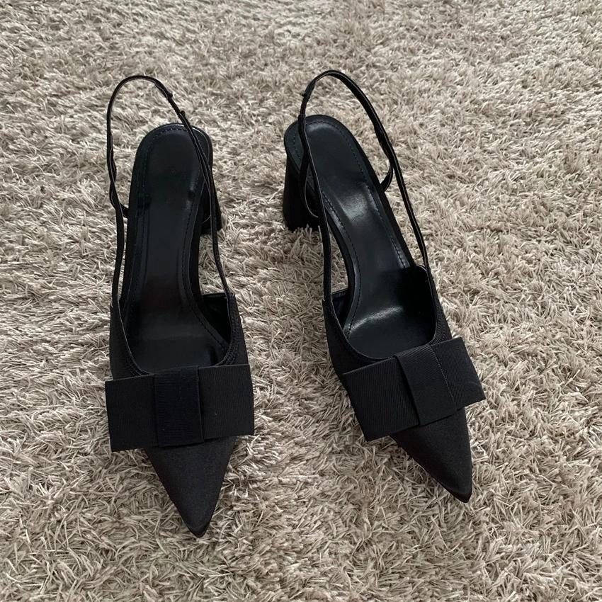 Fashion Butterfly-knot Design Heeled Sandals Women 2025 Fashion Elegant Dress Shoes Female Pointed Toe Pumps Women Slingback High Heels