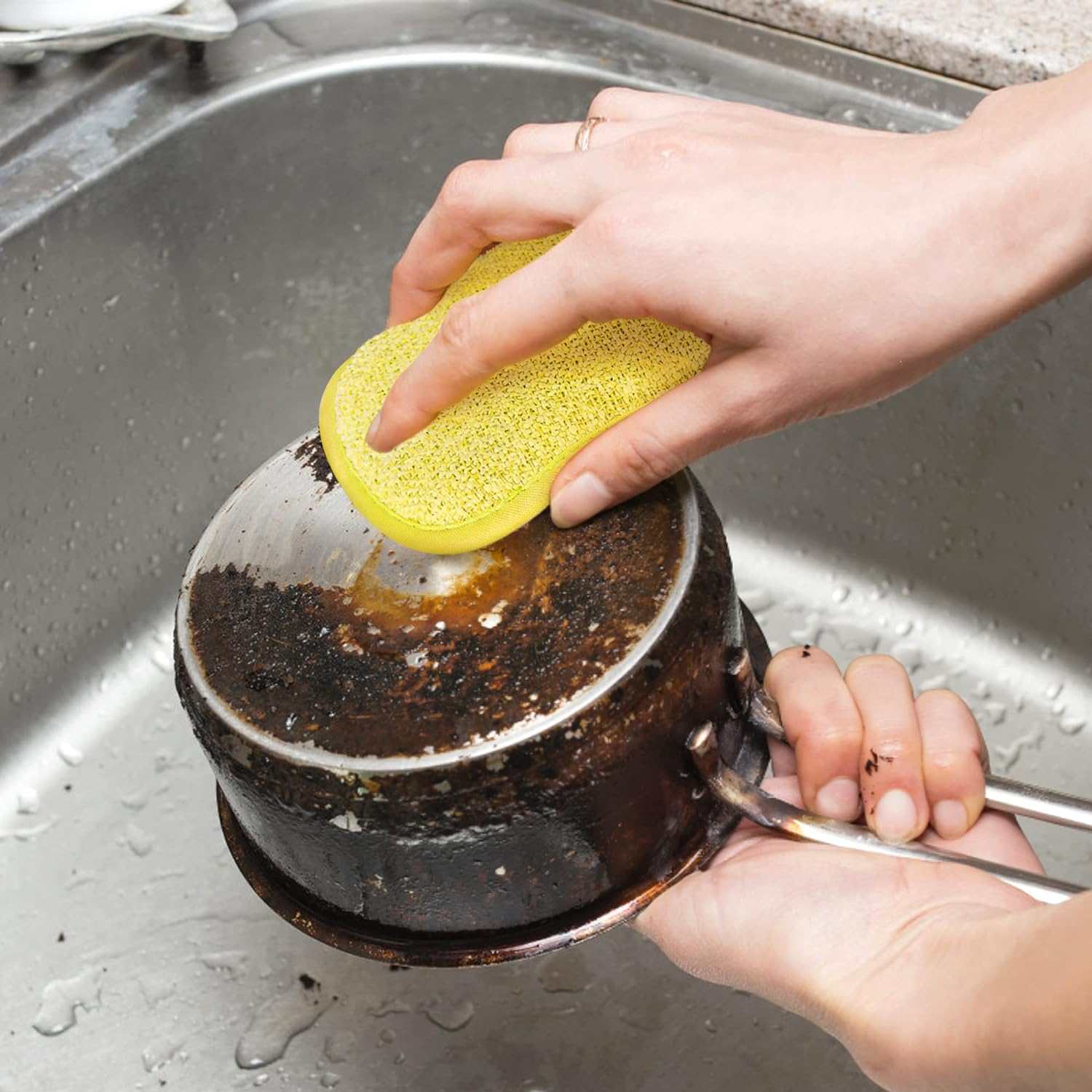 2 упаковки универсальных губок-скрабов для кухни — фото 4