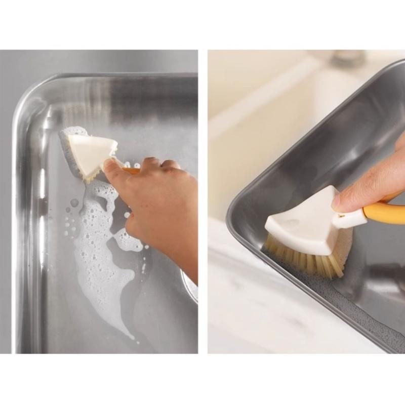 Collapsibles Triangular Cleaning Brush Stands Uprights Storage Multiple Surfaces Scrubber For Stove Sink Corner Cleaning