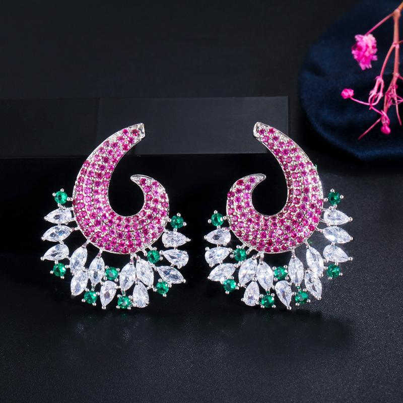 

E0310 Циркониевые серьги Модные серьги с полным бриллиантом Супер блестящие Атмосферные игольные украшения