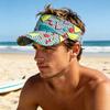 Unisex Sun Hat Breathable Hollow Top Sun Visor Hat Adjustable Size Geometric Pattern Large Brim Outdoor Running Fitness Travel Hat