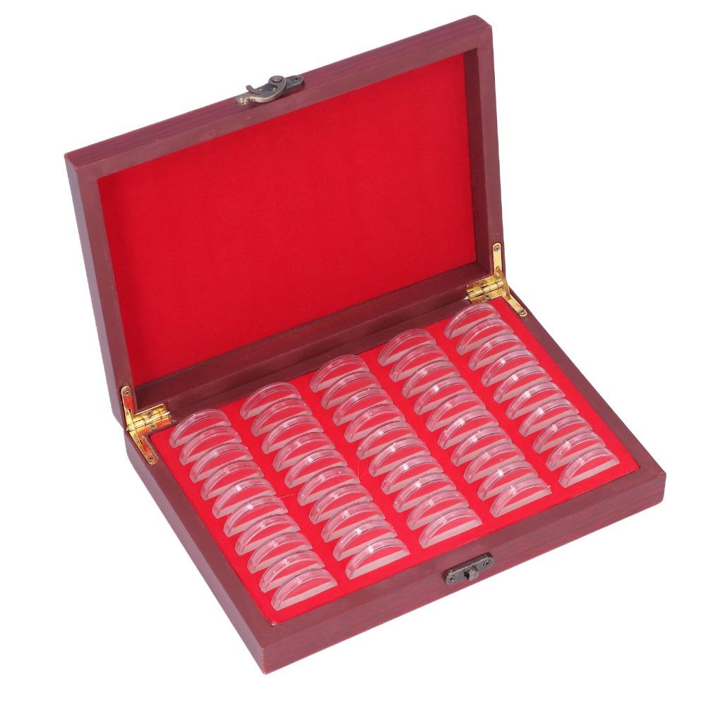 Collection Supplies Vintage Coin Holder Wooden Red Wooden Coin Box Large Capacity Durable Coin Storage Box Coin Collection