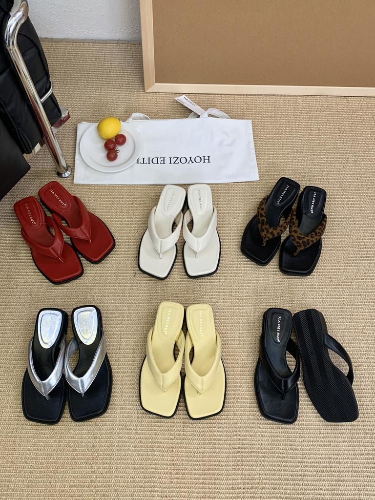 Slippers Summer Fashion Silver Square Toe Women's Outdoor Wear Thick SolePinch FeetSandals