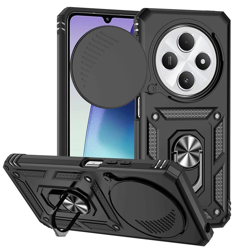 For Xiaomi Redmi 14C 4G Case Slide Lens Protect Shockproof Armor Phone Case For Xiaomi Redmi 14C 14 C Redmi14C Ring Holder Cover