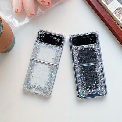 Do Samsung Z Flip 4 etui ręcznie robione brokatowe przezroczyste składane etui na telefon do Samsung Z Flip 3 Zflip4 odporna na wstrząsy twarda tylna pokrywa