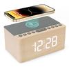 ANJANK Wooden Alarm Clock with Bluetooth FM Wireless USB Charging Sleep LED Digital Stylish Desk Clock for or Tabletop Use Speaker, Radio, Charger,