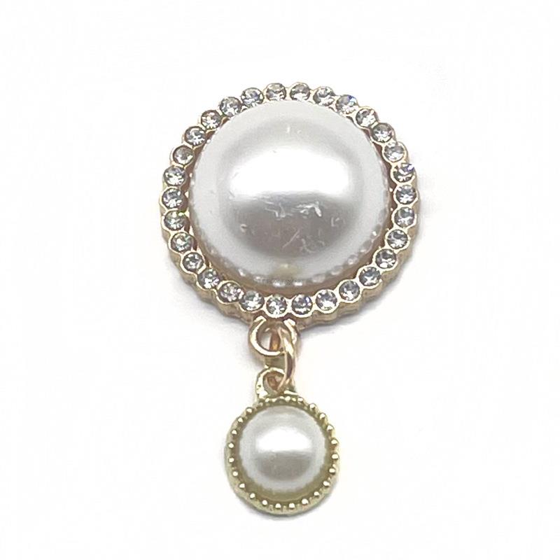 1Pcs Metal Pearl Camellia Flower Shoe Charms Shoes Decoration Diamond Chains Luxury Accessories for Women Girls Sandals Shoes