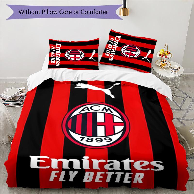 3pcs A-AC Milan Design Cover Set - HD Printed Bedding with 1 Cover and 2 Pillowcases - Perfect for Home and Dorm Decor