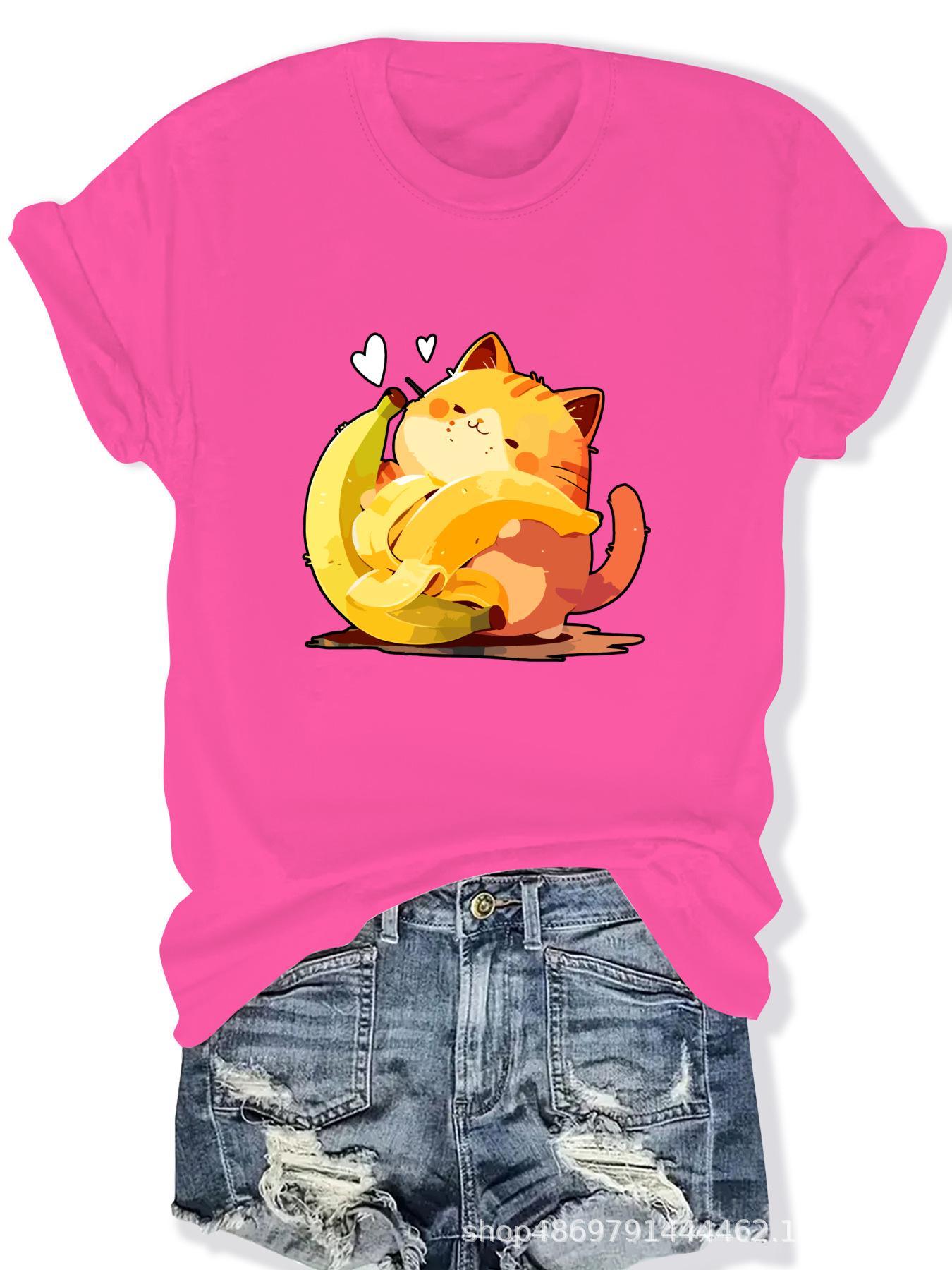 

Женская модная футболка с круглым вырезом для трансграничной торговли Small розы красного