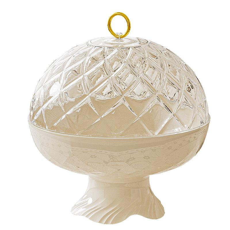 Simple European Style Fruit Plate with Cover for Household Plastic Light Luxury Glass High-end Large Size Large Capacity Special Storage Platter