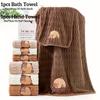 Cute 2-Piece Capybara Face Towel Set, Extra Soft Coral Fleece, 34x74 Inch Towel And 70x140 Inch Bath Towel