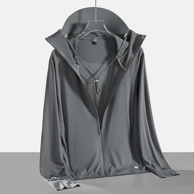 Ice-feeling sunscreen clothes men's and women's coats summer thin quick-drying breathable removable large brim UV-proof skin clothes