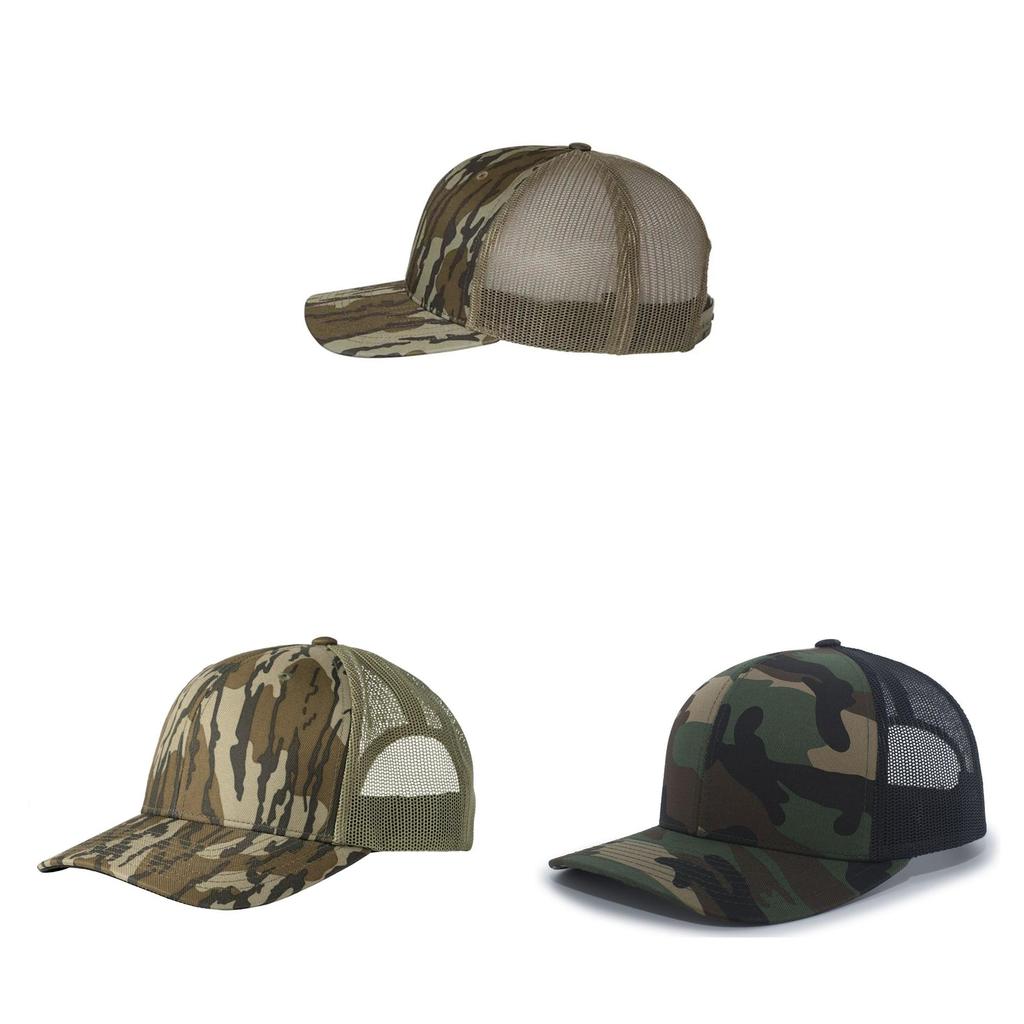 Camouflage-Netz-Baseballkappe mit breiter Krempe und verstellbarem Riemen für Freizeit für Männer und Frauen