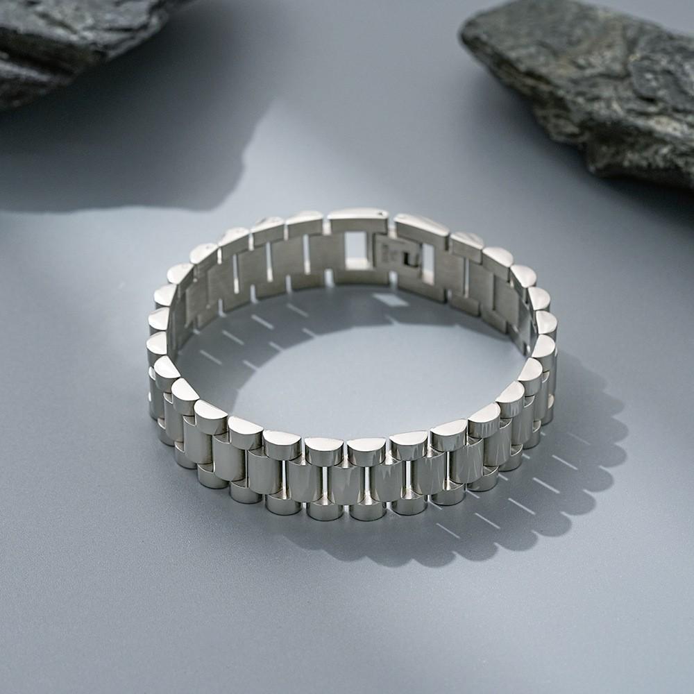 Stainless Steel Men Bracelets Gold Plated Watch Steap Band Chain Adjustable Bracelet