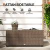 90 X 50cm Glass-Top Rattan Side Table - Brown