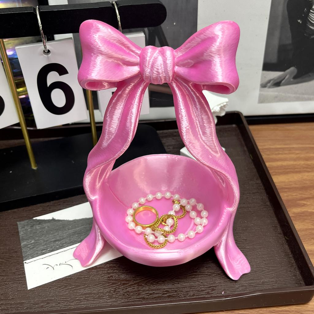 Cute Bowknot Shaped Jewelry Organizer Home Desktop Storage Tray Decor Display Holder for Ring Earrings Living Room Bedroom Decor