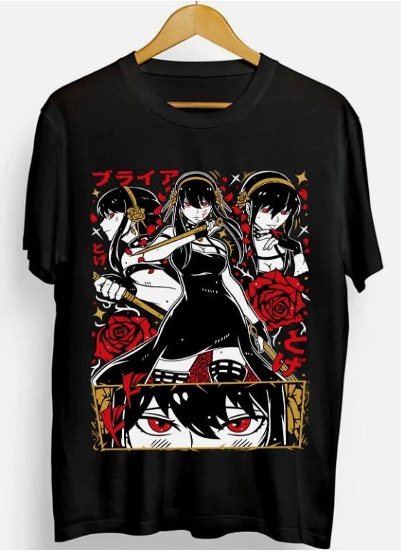 Anime SPY X FAMILY Loid Yor Anya Bon Forger Tshirt Black S