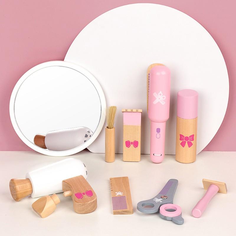 Wooden Dressing Table Toy Set Girls Pretend Play Makeup Role Educational Toddler 4-6 Years