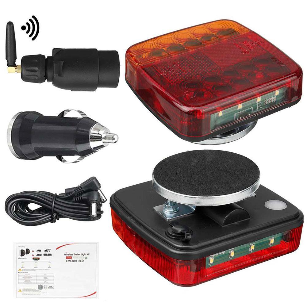 Rechargeable Wireless Trailer Lights Waterproof Rear Signal Warning Brake Lamp Magnetic Tail Light with Reflective Lens For RV