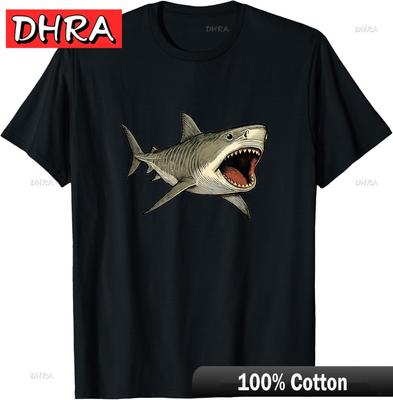 Tiger Shark with Open Mouth Ocean Design TShirt Graphic Clothing Cool Chic Bold Clothing Shirts for Summer TShirt Unisex Kawaii