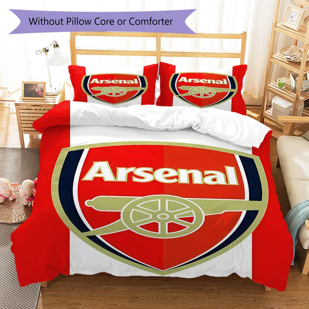 Logo The Gunners Zestaw pościeli z kołdrą Poszewka na kołdrę Poszewka na poduszkę Dekoracja domu Prezent urodzinowy (1 * poszwa na kołdrę + 2 * poszewki na poduszki, bez rdzenia)