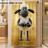 Beach TowelShaun the Sheep Custom Name Text Personalized Soft Towel for Beach Pool Indoor Home Decor Gift