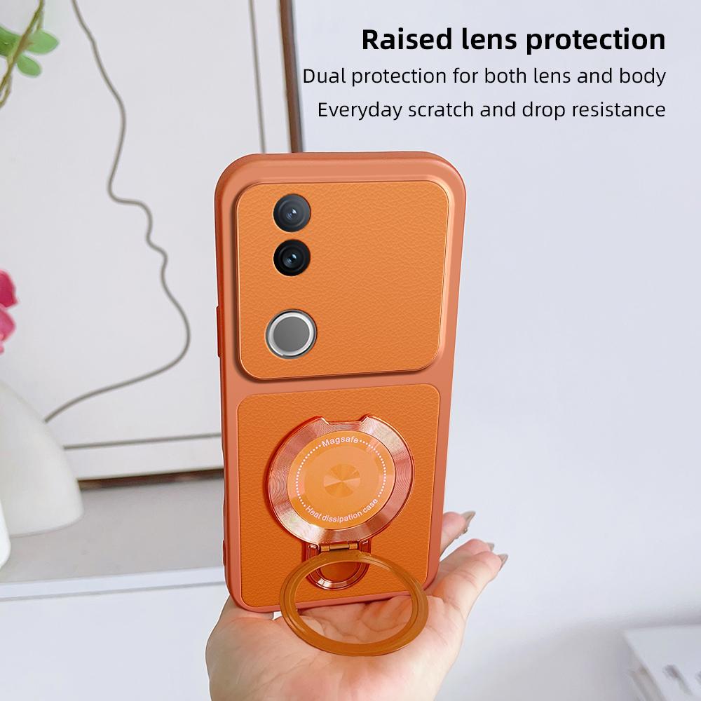 For Vivo V50 Case Vivo V50e Vivo T4R Cover Vivo iQOO Z10R Vivo V50 leather Case Magnetic Bracket Magsafe Holder Stand Cover