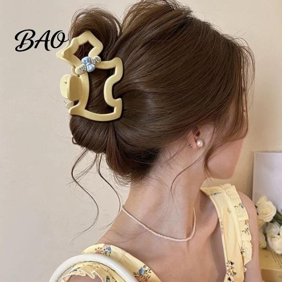 Rhinestone Hair Claw Women Shark Claw, Hollow Puppy Design Clip with Blue Bows And Rhinestones, Shower Anti-slip Teeth Back Head for Multiple Volumes