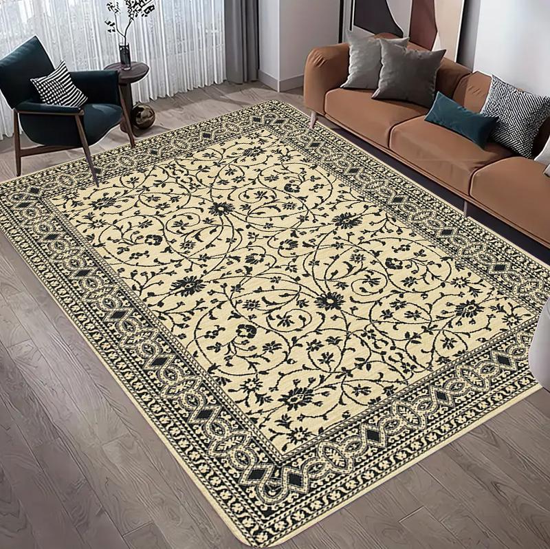 

Vintage Floral Carpet Mat Rug Short Pile Area Rug with Intricate Vine Flower Patterns for Living Room Bedroom Home Decoration 40x60cm