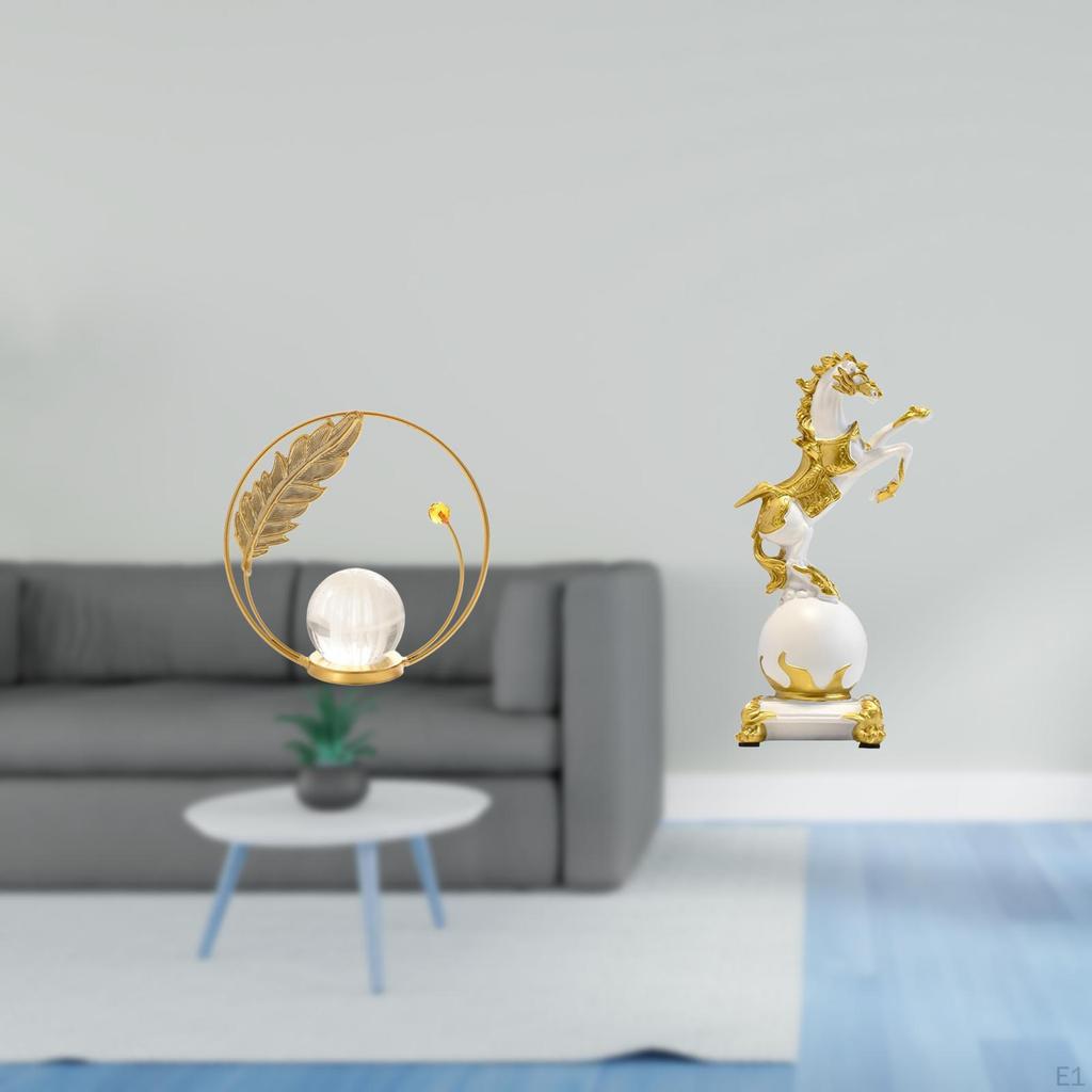 Crystal Modern Metal Animal Sculpture Figurine Desk Ornament Statue Stand for Bedroom Living Room