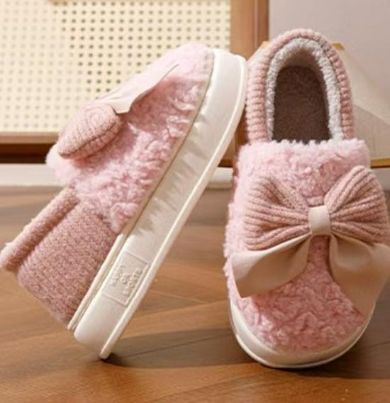 Women's Winter Bowknot Cotton Non-Slip Slippers
