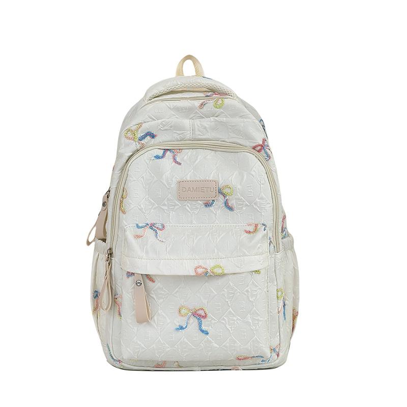 Small fresh schoolbag female cute college student backpack high value bow junior high school student versatile large capacity backpack